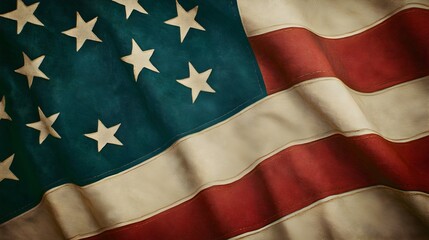 American Flag Against a Wavy Background