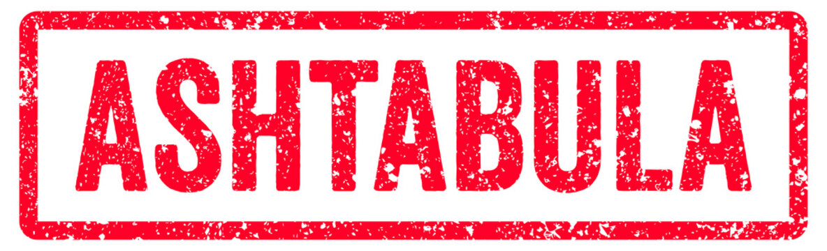 Ashtabula Stamp Transparent Seal, Red Grunge Ashtabula Word Rubber Stamp Seal USA City Name Typography Signboard Text Effect