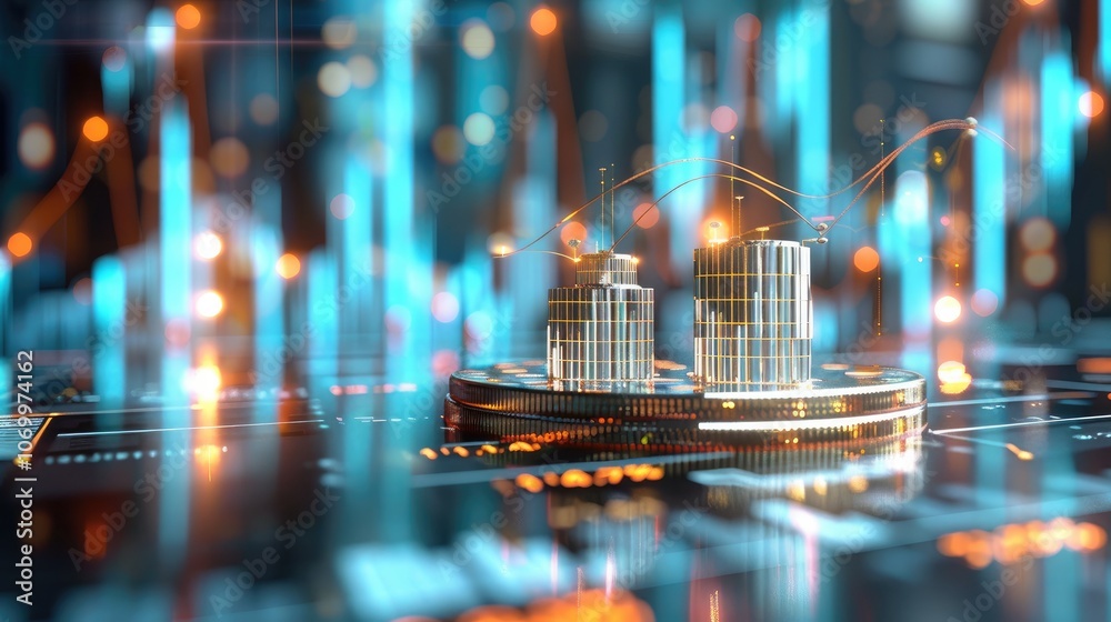 Poster 3d render of financial balance with profit and leverage indicators, showing investment strategy, vib