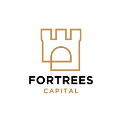 castle fortress niche door gate outline logo vector icon illustration