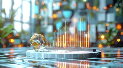 3D render of financial balance with profit and leverage indicators, showing investment strategy, vibrant details.
