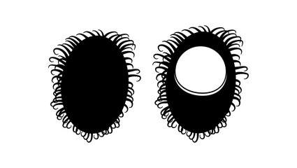 Rambutan emblem, black isolated silhouette