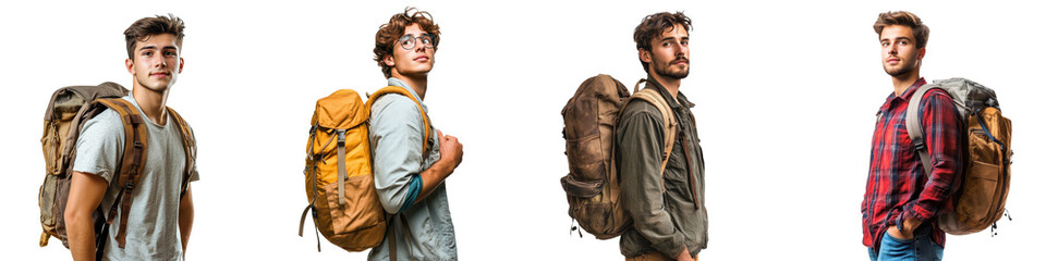 A group of intrepid adventurers exploring the rugged and remote wilderness carrying their backpacks as they hike along a scenic mountain trail surrounded by the majestic natural landscape