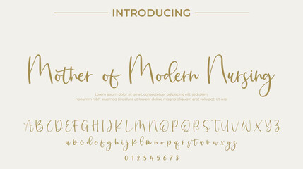 Mother of Modern Nursing Font Stylish brush painted an uppercase vector letters, alphabet, typeface