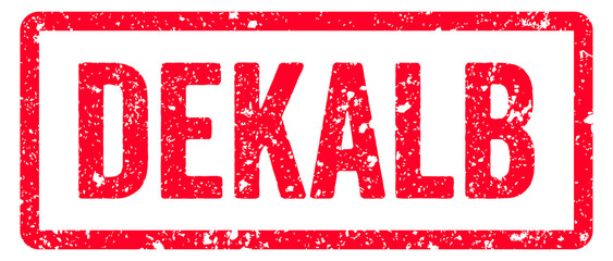 DeKalb Stamp Transparent Seal, Red Grunge DeKalb Word Rubber Stamp Seal USA City Name Typography Signboard Text Effect