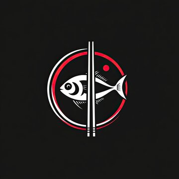 recommend clip art: White Fish Silhouette with Chopsticks in a Red Circle