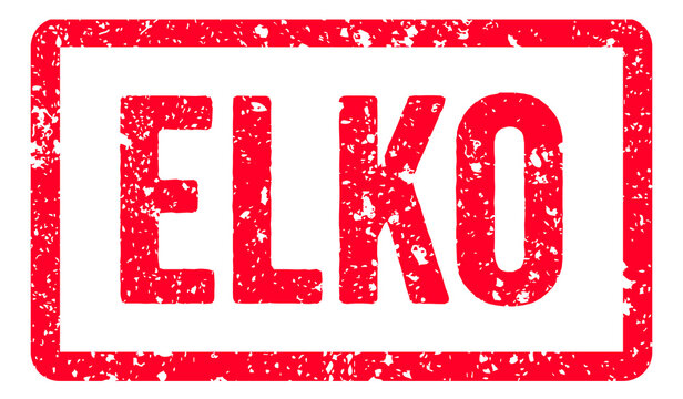 Elko Stamp Transparent Seal, Red Grunge Elko Word Rubber Stamp Seal USA City Name Typography Signboard Text Effect