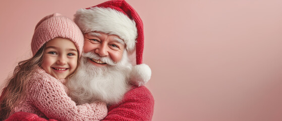 Obraz premium Santa Claus and Little Girl Share a Warm Embrace.