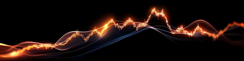 A black and orange line with a lot of dots