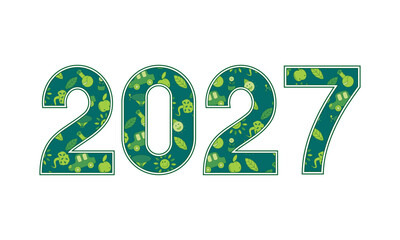 New year with green energy eco Futuristic sustainable background concept