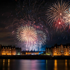 Fototapeta premium Celebrate New Years Eve at Hogmanay concerts with AR and generative AI experiences,