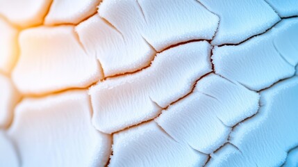Cracked ice surface with a warm glow on the edges, AI