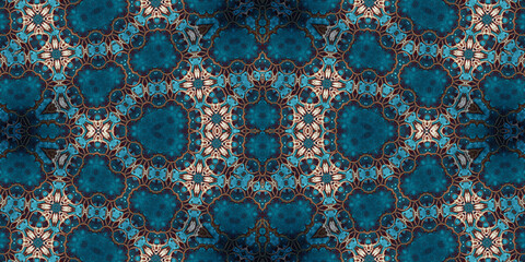 Seamless kaleidoscope pattern. The texture of the woven pattern. Endless pattern