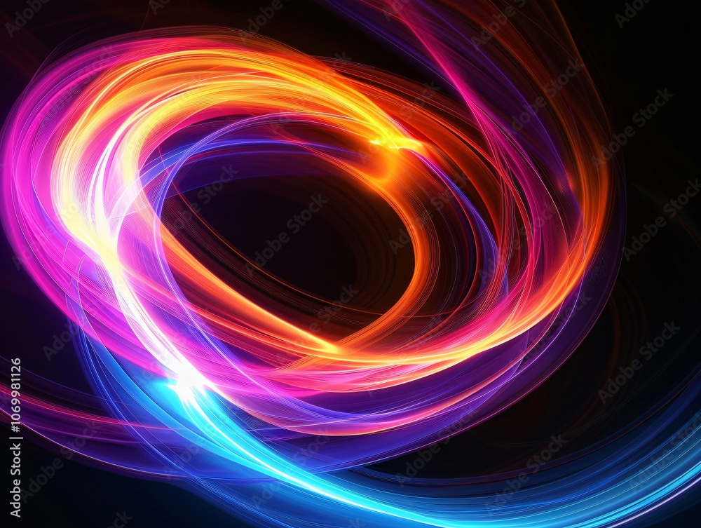 Poster a vibrant swirl of bright colors creating a dynamic abstract pattern, emphasizing movement and energ