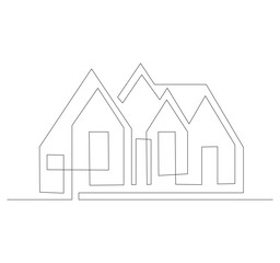 Abstract house line art drawing style. Detached family house minimalist black design isolated on white background. Vector illustration.
