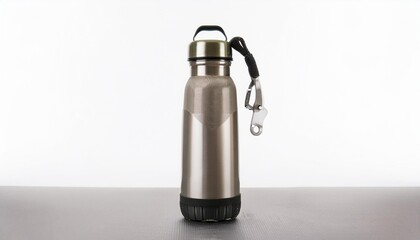 Water Bottle on White Background Isolated. Full Shot of Kitchen Utensils.