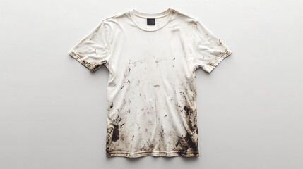 Old dirty white t-shirt on light background