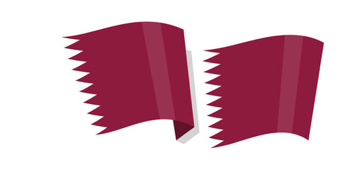 Vector illustration of wavy Qatar flag on transparent background