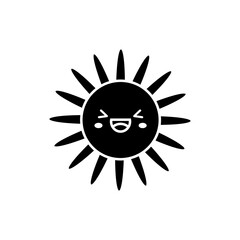 Naklejka premium Funny sun icon vector. Smiling sun illustration sign. Sun symbol or logo.