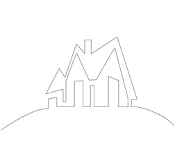 Abstract house line art drawing style. Detached family house minimalist black design isolated on white background. Vector illustration.
