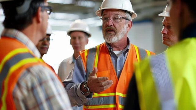A construction engineer presenting a compromise solution to a group of stakeholders.
