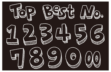 ランキングアイコンのイラスト（Best、Top、No.）のセット（手描き・チョーク風）
