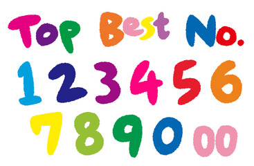 ランキングアイコンのイラスト（Best、Top、No.）のセット（手描き・キッズ）
