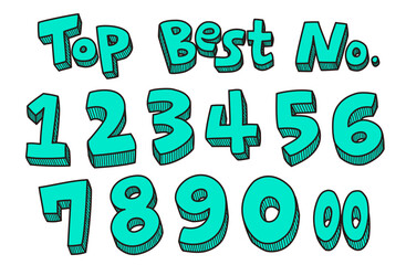 ランキングアイコンのイラスト（Best、Top、No.）のセット（手描き・3D）