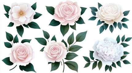 Elegant Watercolor Roses and Blooms Collection