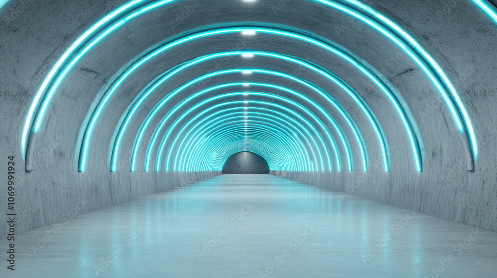 Aufkleber explore the futuristic design of an illuminated tunnel