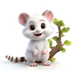 Fototapeta premium A beautiful cute animal for children story concept on a white background