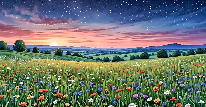Various Kinds of Flowers in Vibrant Colors, Perfectly Composed in UHD Drawing