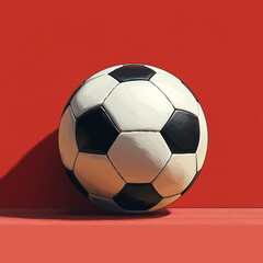 Naklejka premium Classic Soccer Ball Against Red Background with Shadow