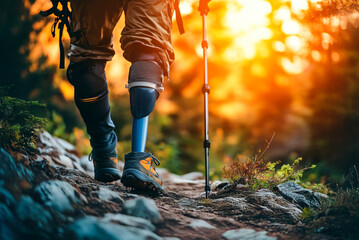  A Prosthetic-Limb Hiker's Journey Through Rugged Mountain Terrain.Triumph Over Trails