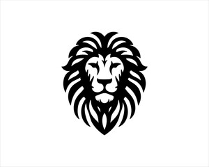 Lion head logo, lion head icon, lion face logo. Simple silhouette. Flat style. Black lion face icon logo. Logo design template. Vector illustration. Animal logotype concept. 