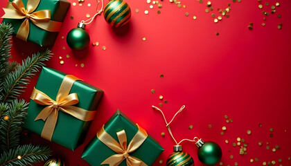 Naklejka premium social media red background sale promo gift box xmas celebration