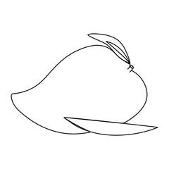 Mango with leaf line icon fruit and tropical vector graphic a line art