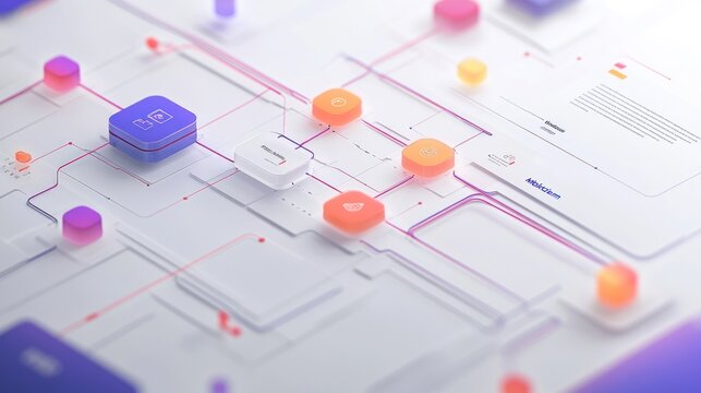 Abstract digital network with colorful nodes and lines.