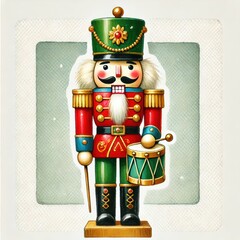 A classic Nutcracker soldier clip art design in watercolor style