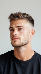 Obraz premium A man with a shaved head and a beard