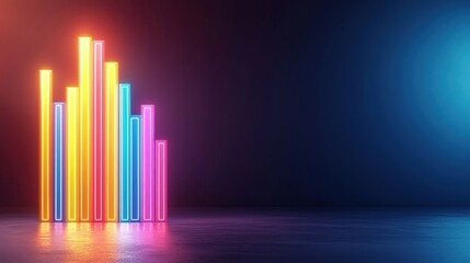 A colorful lighted display of neon colored bars