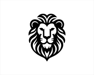 Lion head logo, lion head icon, lion face logo. Simple silhouette. Flat style. Black lion face icon logo. Logo design template. Vector illustration. Animal logotype concept. 