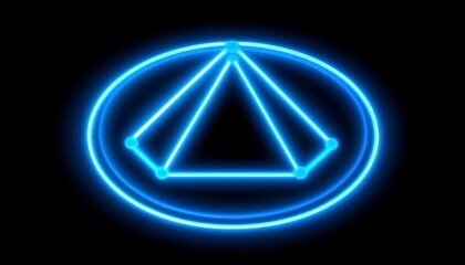 Neon Icon of Interlinked Circles and Nodes for Business