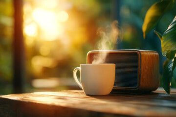 Enjoy a relaxing morning with coffee and music while embracing nature's beauty