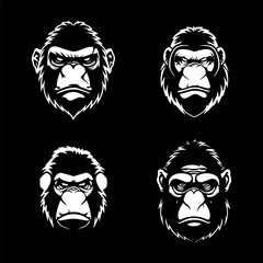 gorilla face black and white