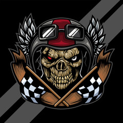 Skull zombie rider mascot esport logo design