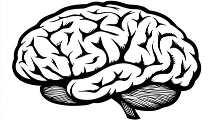 Simplistic Brain Icon with Tech Nodes for AI Concept