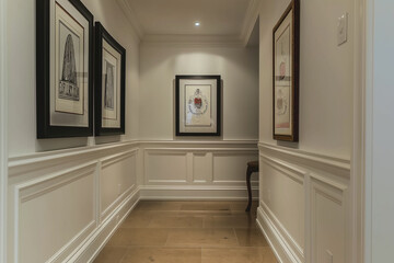 Corridor in a hotel painted with white paint