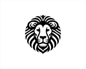 Lion head logo, lion head icon, lion face logo. Simple silhouette. Flat style. Black lion face icon logo. Logo design template. Vector illustration. Animal logotype concept. 