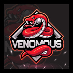 Venomous snake mascot esport logo design